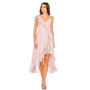 Mac Duggal Blush Ruffle Faux Wrap Cocktail Midi Dress Size 14 NWT